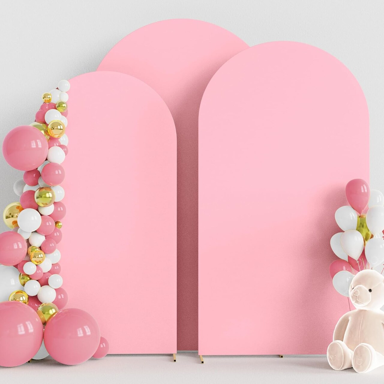 Set of 3 Spandex Wedding Arch Covers – Fits 7.2FT, 6.6FT, 6FT Round Top Chiara Backdrop Stands